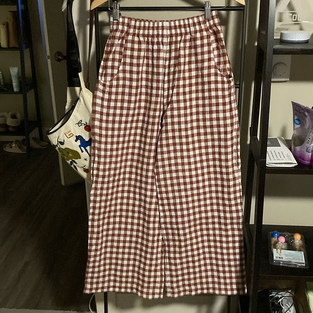 Linenfox Gingham Ocean Pants - Terracotta